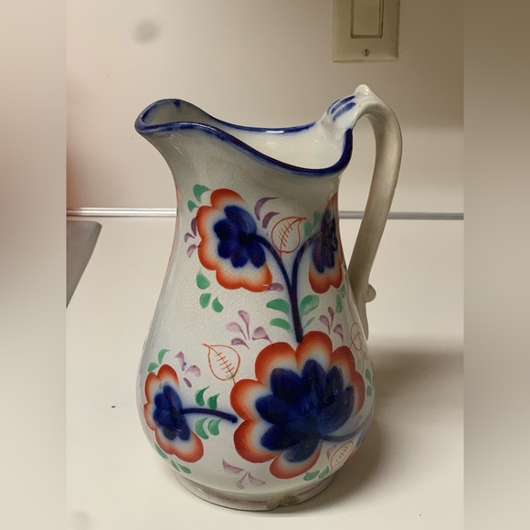 19th Century Gaudy Welsh Grape Pattern Hand Painted Luster Jug Handled Pitcher - Picture 14 of 16